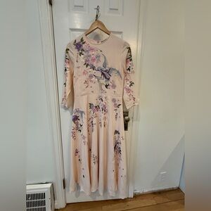 Fit and flare embroidered crepe dress, size 8, ASOS